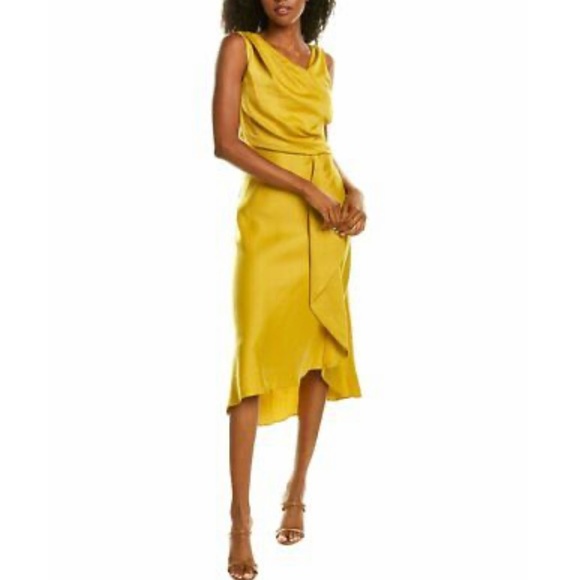 Taylor Draped Midi Dress Women's Yellow - Picture 1 of 4